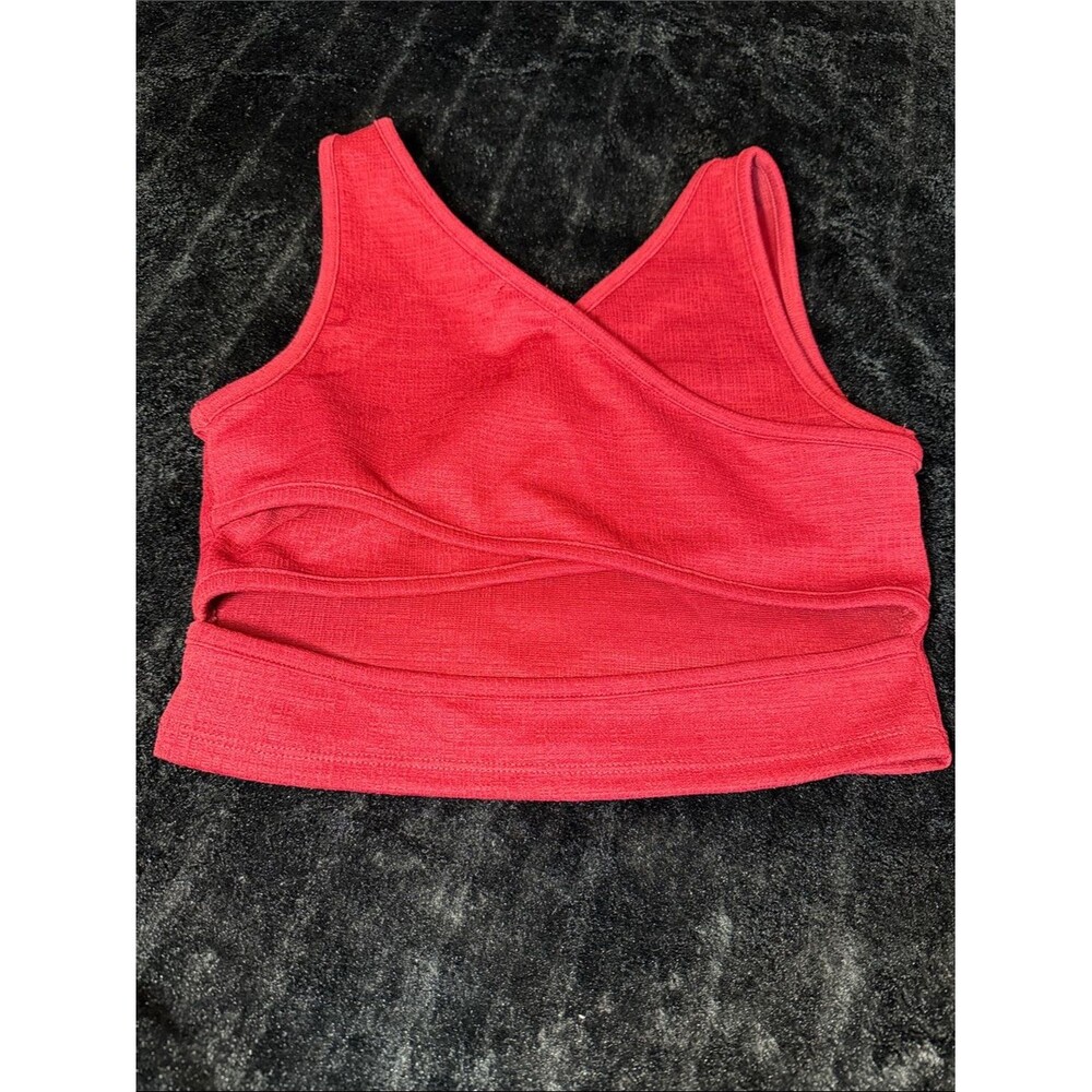 Roxy Good Keepsake Red Burgundy Scoop Neck Crossback Crop Tank Top Large - Picture 5 of 8